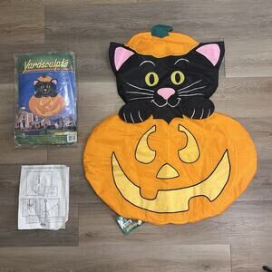 Yardsculpts Black Cat Pumpkin Halloween Yard Flag Decor 31.5”x40” Vtg 1998 NEW